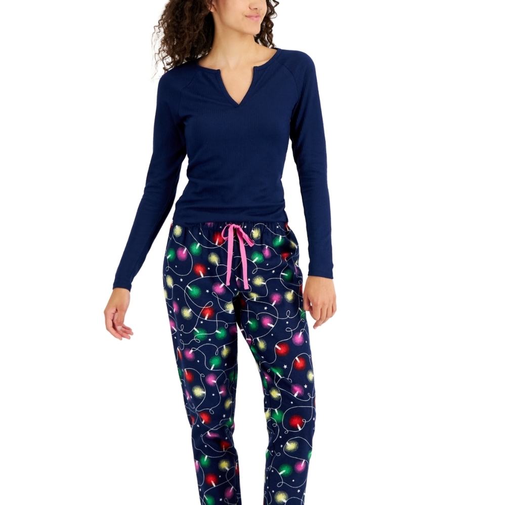 Jenni Women's Split-Neck Pajama Top, Created for Macy's